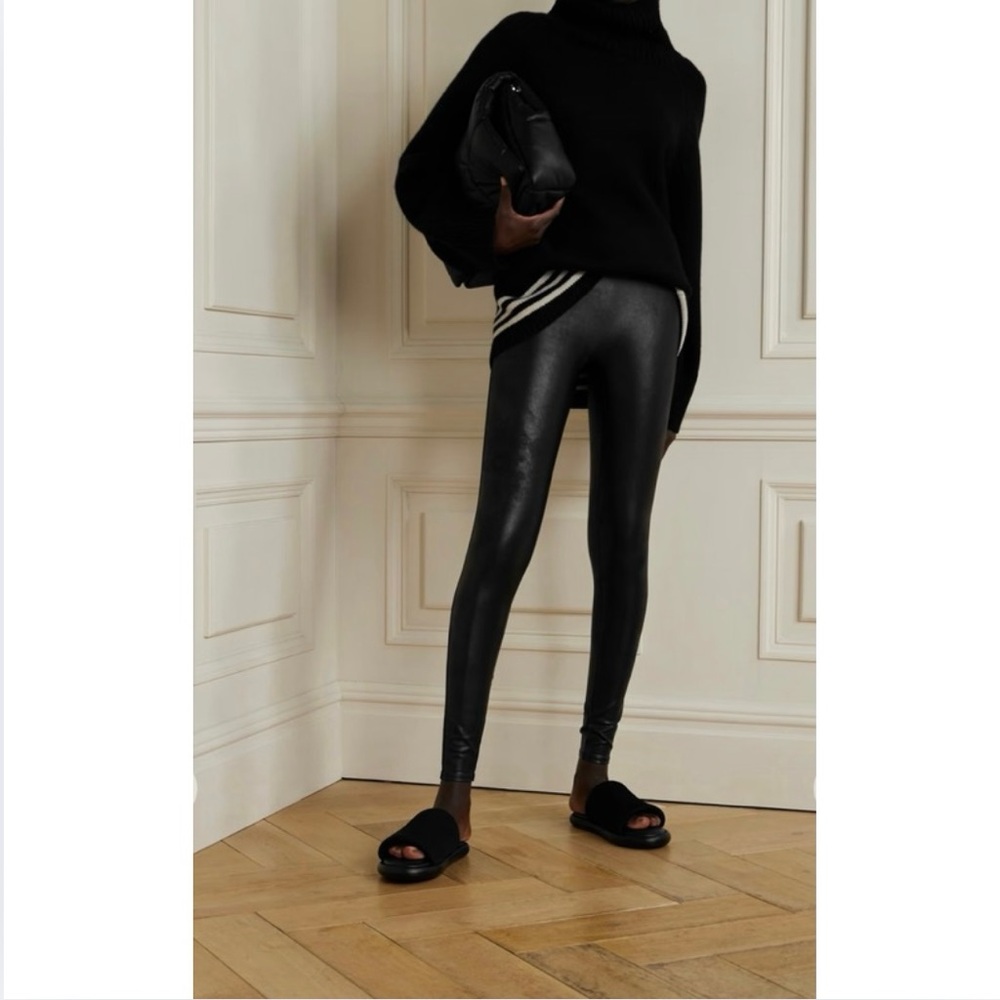Spanx Black Faux Leather leggings Sz Large